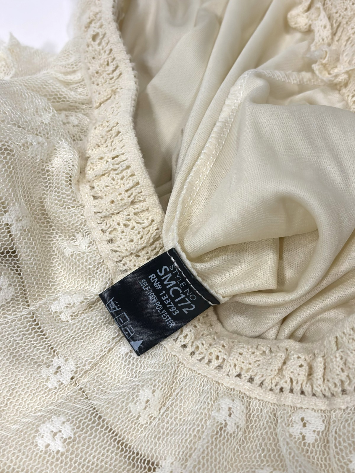 POL Romantic Ivory Skirt Layered Floral Lace Swiss Dot - One Size