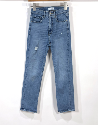 Loft High Waist Straight Crop Jeans Medium Wash Distressed - 0/25
