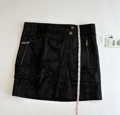 Free People Carson Utility Wrap Mini Skirt Charcoal Vegan Leather - 2