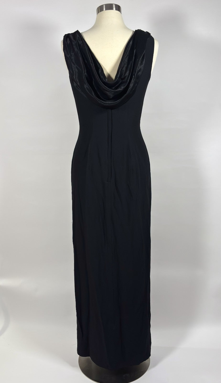 Loralie Black Floral Beaded Cowl Back Floor Length Gown - 10