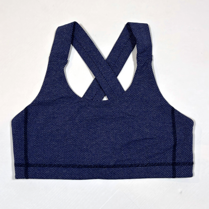 Lululemon All Sport Bra Giant Herringbone Black Heathered Pigment Blue - 10