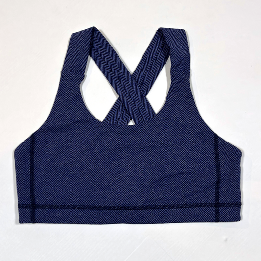 Lululemon All Sport Bra Giant Herringbone Black Heathered Pigment Blue - 10