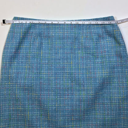 Requirements Blazer Skirt Suit Set Blue Pastel Tweed Knit - 12