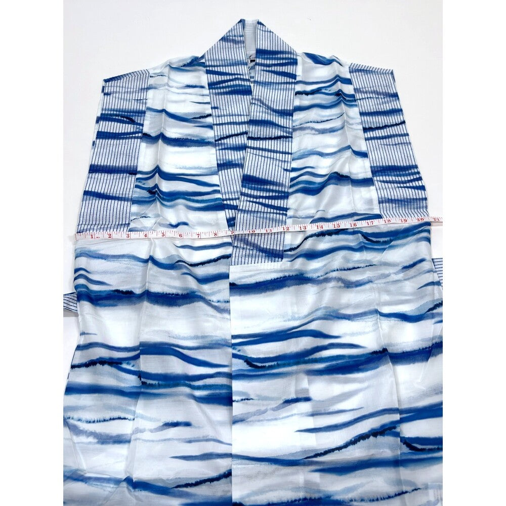 My Beachy Side Janis Belted Tunic Blue White Stripe Mini Kaftan Cover Up