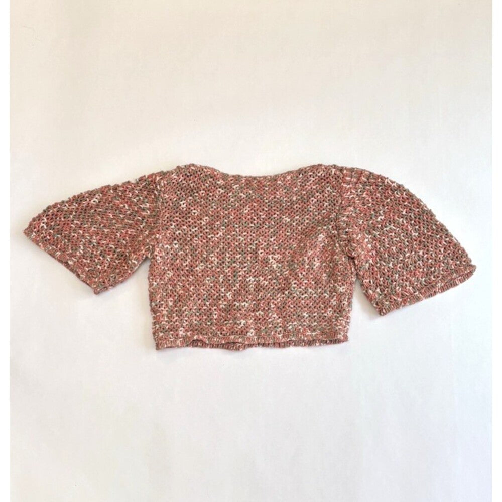 MOTH Salina Open Weave Cropped Crochet Sweater Anthropologie - S