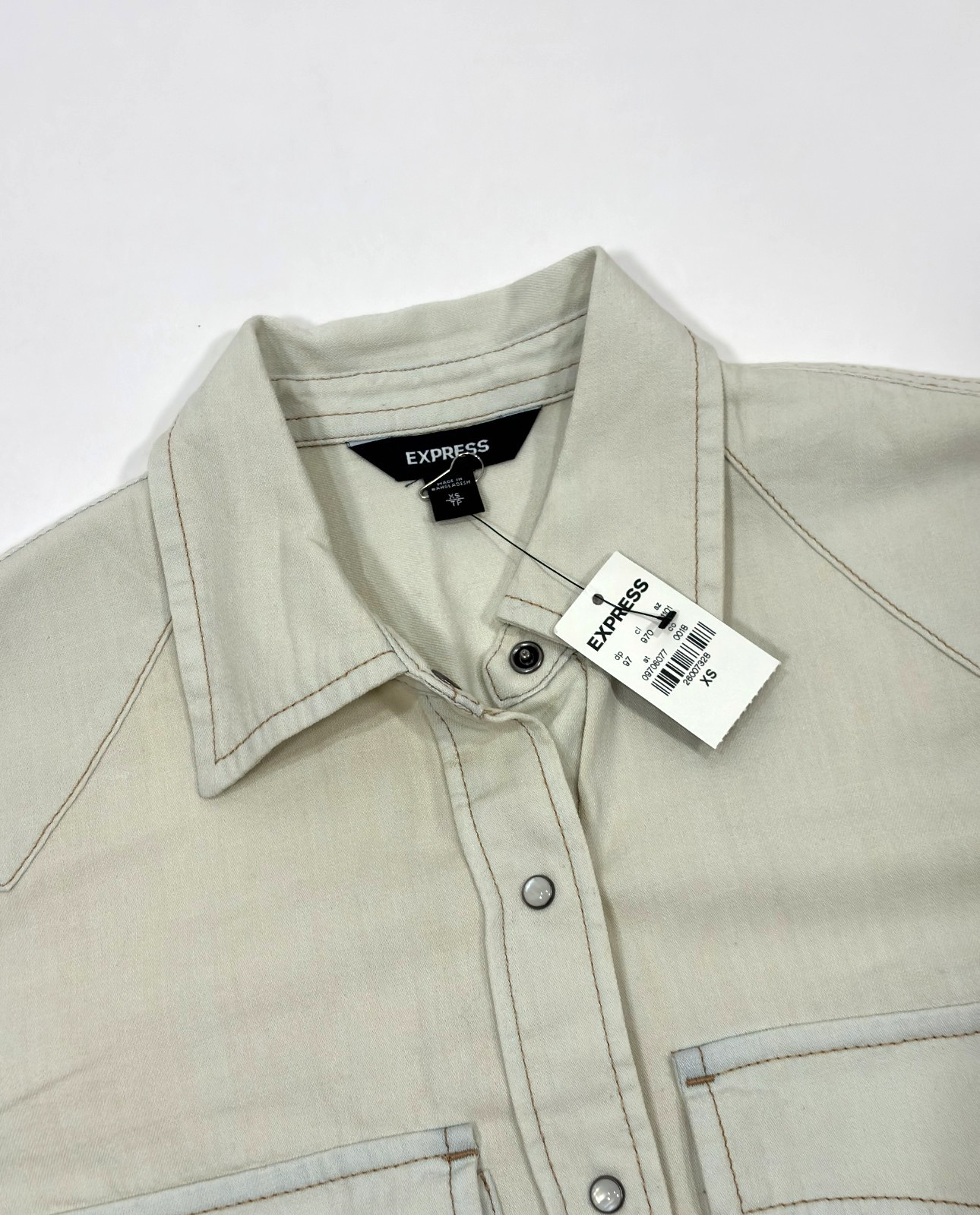 Express Button Down Wester Shirt Long Sleeve Cotton NWT - Size XS