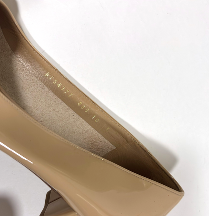 Salvatore Ferragamo Vara Patent Leather Bow Pumps Beige - 10