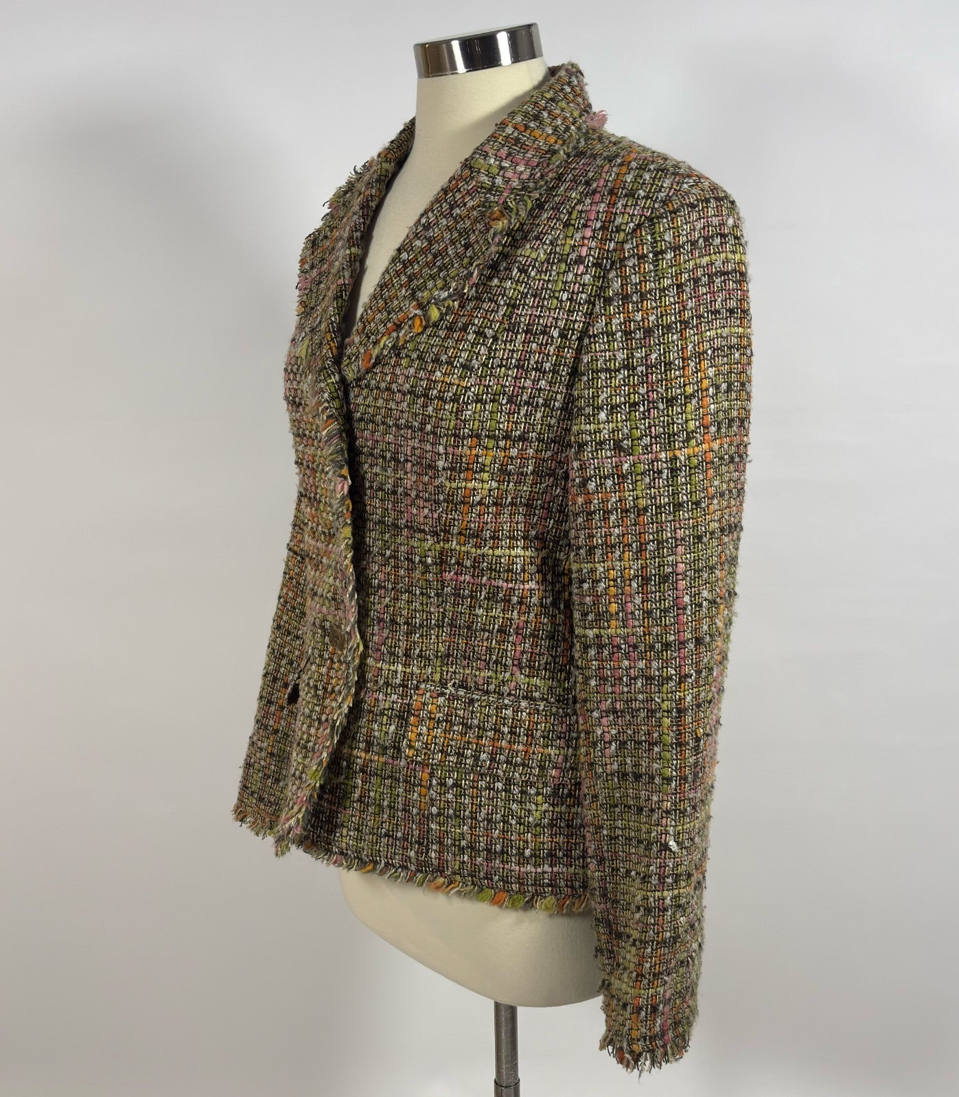 Axcess Fringe Earthy Tone Tweed Blazer - 12
