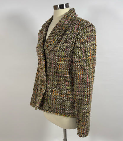 Axcess Fringe Earthy Tone Tweed Blazer - 12