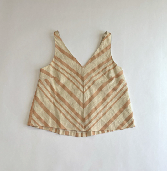 Anthropologie HD Paris Sleeveless Blouse Tank Chevron Peach Cream - 10