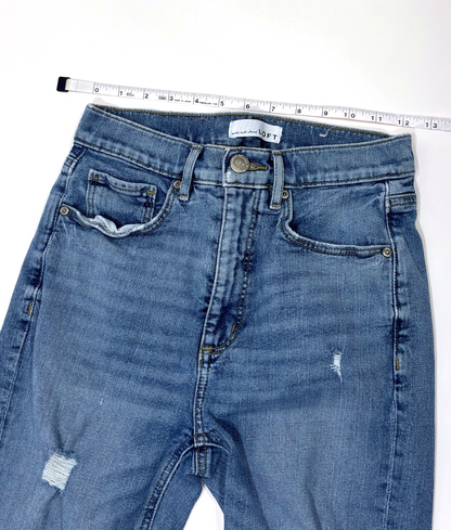 Loft High Waist Straight Crop Jeans Medium Wash Distressed - 0/25