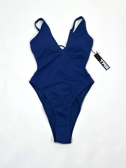 TA3 High Cut Plungey Shapewear Swimsuit Navy Blue - S