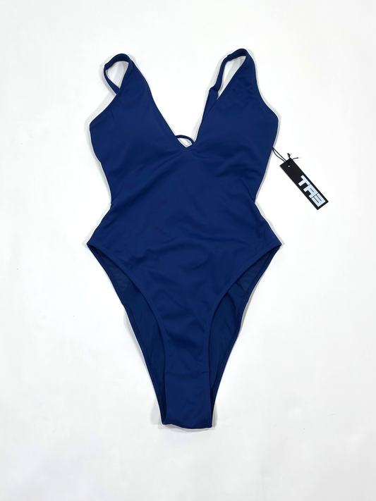 TA3 High Cut Plungey Shapewear Swimsuit Navy Blue - S