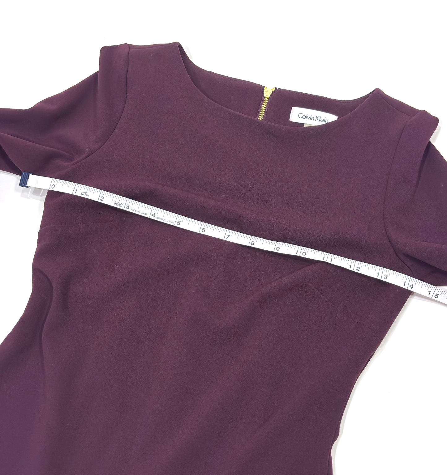 Calvin Klein Bell Sleeve Sheath Pencil Dress 3/4 Sleeve Plum Purple - 2P
