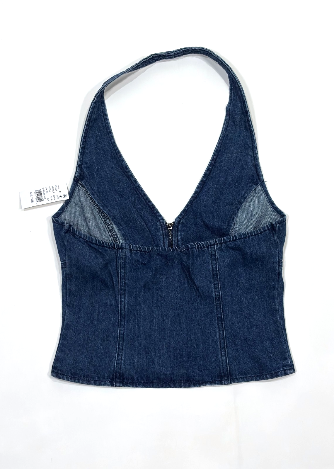 Your Favorite Ellie Denim Halter Zip Vest Pacsun - S