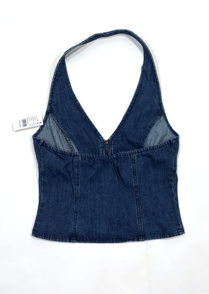 Your Favorite Ellie Denim Halter Zip Vest Pacsun - S