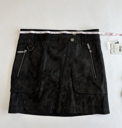 Free People Carson Utility Wrap Mini Skirt Charcoal Vegan Leather - 2