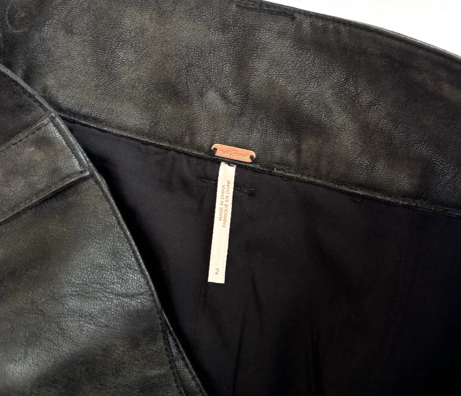 Free People Carson Utility Wrap Mini Skirt Charcoal Vegan Leather - 2