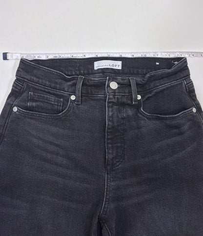 Loft The Wide Leg Black Raw Hem Denim Jeans - 0/25