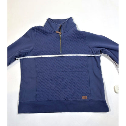 LL Bean Quilted Quarter Zip Pullover Sweatshirt Navy Blue - XL Petite