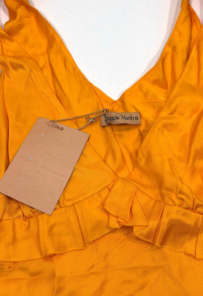 Maggie Marilyn The Diana Cami Tank Ruffle Tie Shoulder Orange - 6