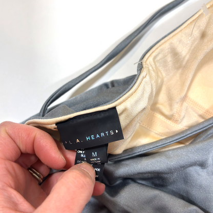 LA Hearts One Piece Swimsuit Dusk Gray Blue NEW - M