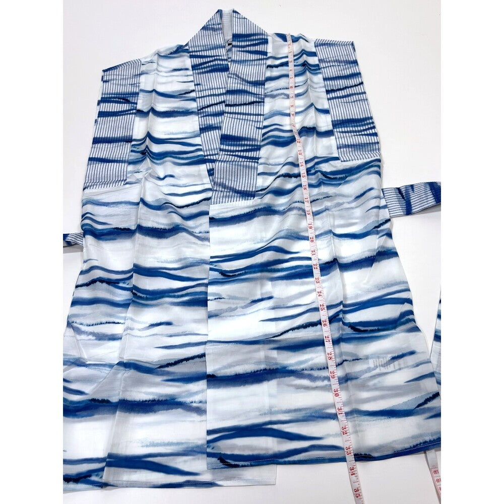 My Beachy Side Janis Belted Tunic Blue White Stripe Mini Kaftan Cover Up
