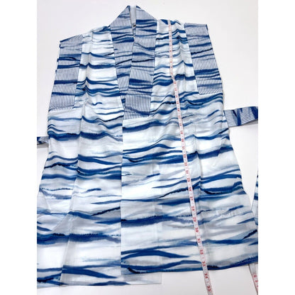My Beachy Side Janis Belted Tunic Blue White Stripe Mini Kaftan Cover Up