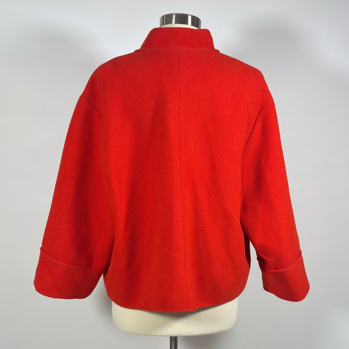 Classiques Entier Red Structured Boxy Blazer Jacket Textured Open Front - L/XL