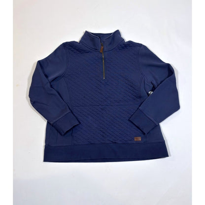 LL Bean Quilted Quarter Zip Pullover Sweatshirt Navy Blue - XL Petite