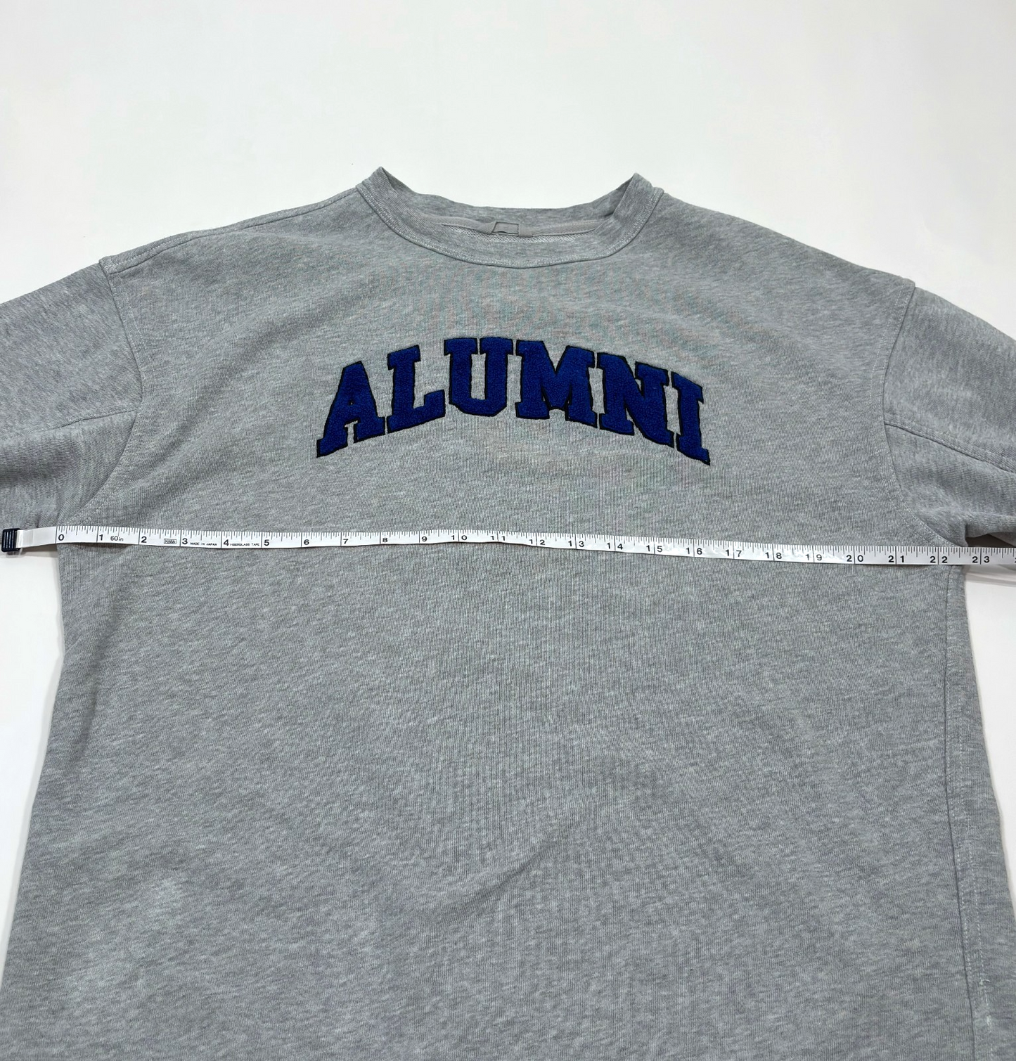 Aerie Real Crew Sweatshirt Alumni Heather Grey Blue Embroidered - XS