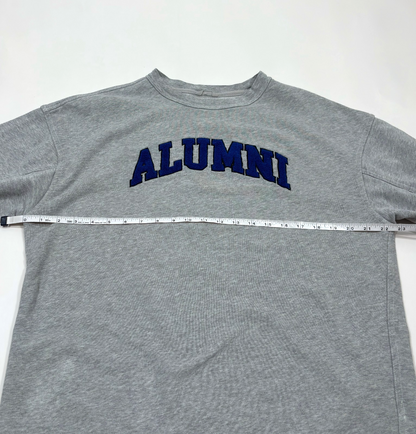Aerie Real Crew Sweatshirt Alumni Heather Grey Blue Embroidered - XS