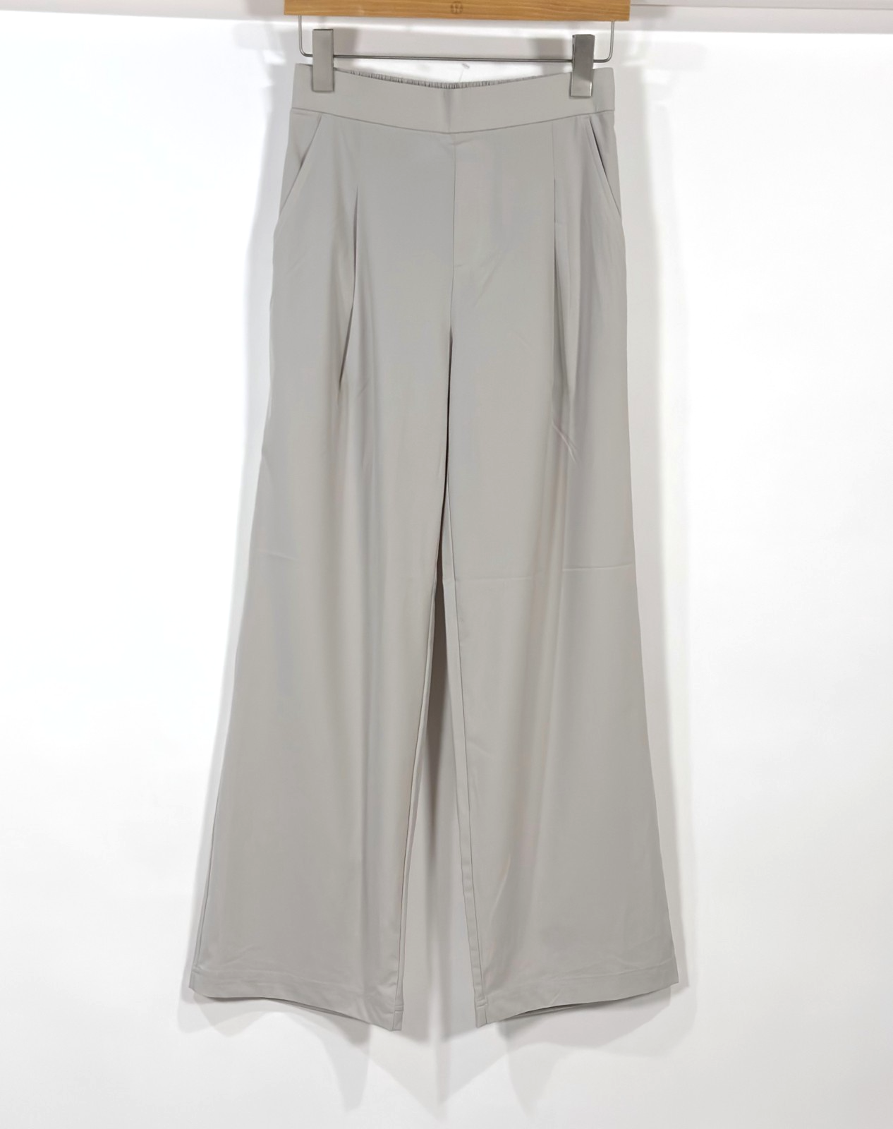 Lou & Grey Wanderweave Wide Leg Stretch Pleated Trouser Pants Grey - XS