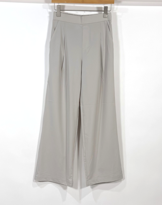 Lou & Grey Wanderweave Wide Leg Stretch Pleated Trouser Pants Grey - XS