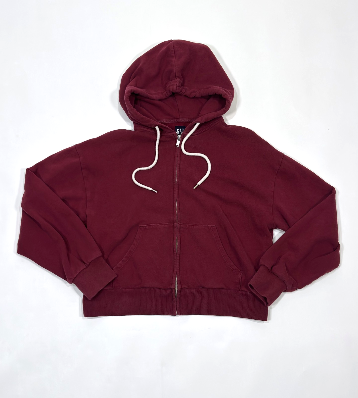 Gap Full Zip Up Hoodie Sweatshirt Deep Burgundy Maroon - S