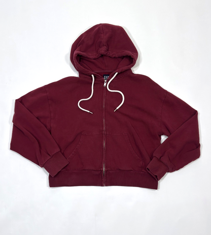Gap Full Zip Up Hoodie Sweatshirt Deep Burgundy Maroon - S