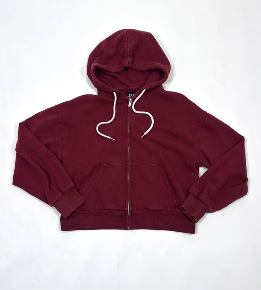 Gap Full Zip Up Hoodie Sweatshirt Deep Burgundy Maroon - S