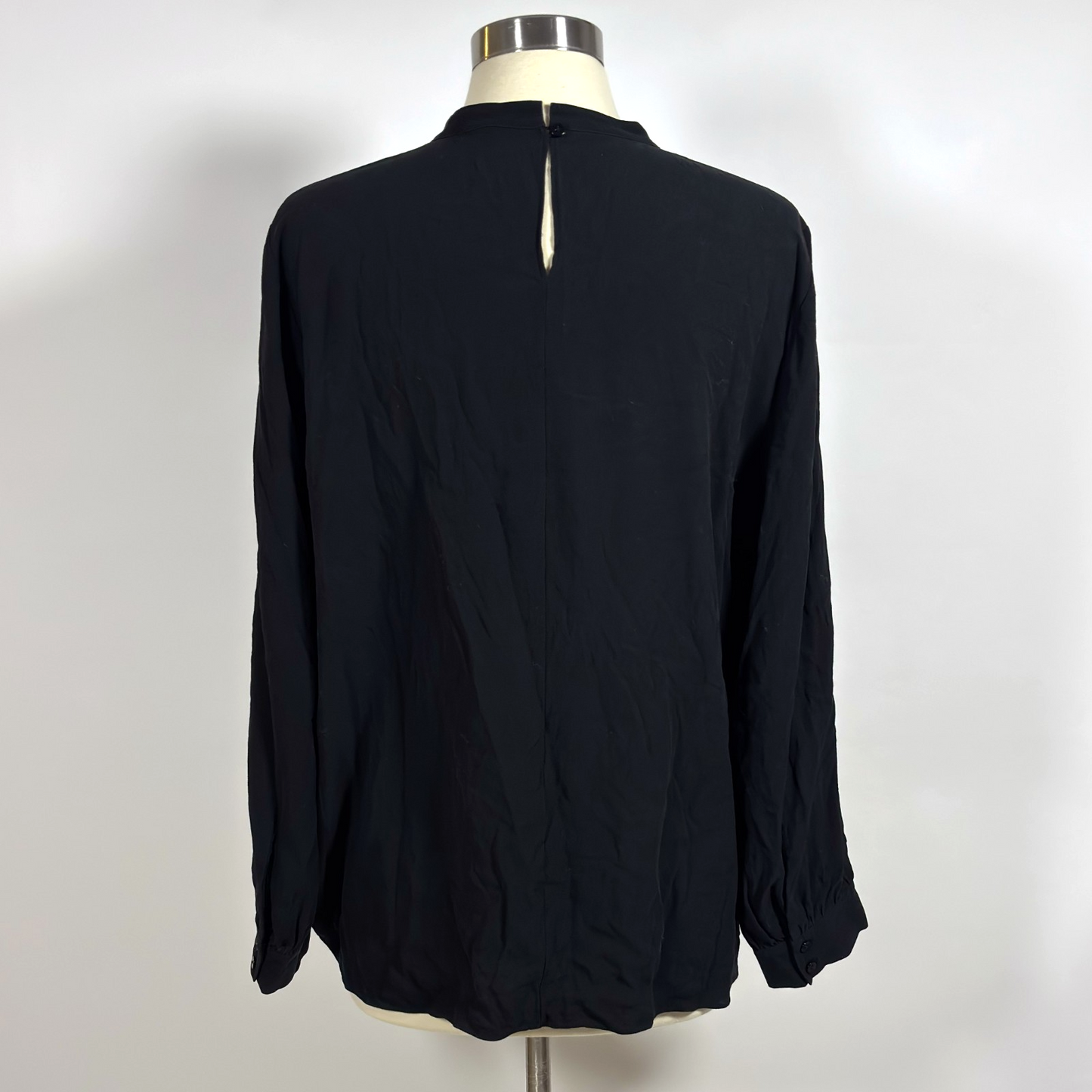 Eileen Fisher System Georgette Silk Wrap Blouse Black Crepe - XL
