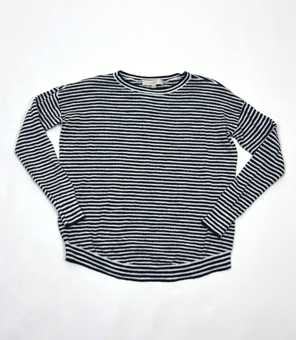 Loft Black White Striped Sweater Lightweight Knit - XS