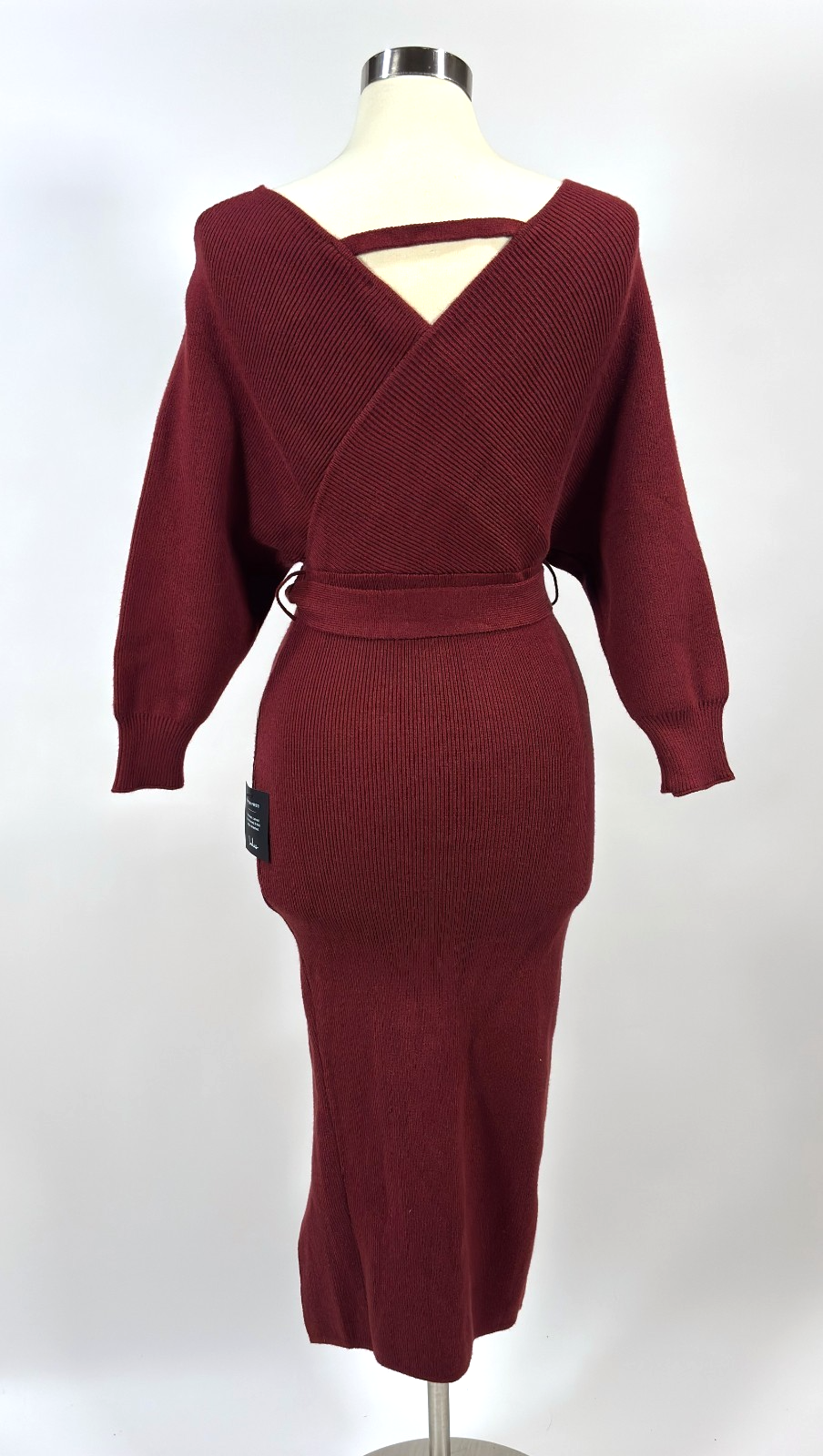 Lulu's Fall into Fashion Burgundy Dolman Sleeve Sweater Midi Dress - S