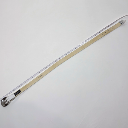 Brighton White Leather Belt Silver Buckle - M