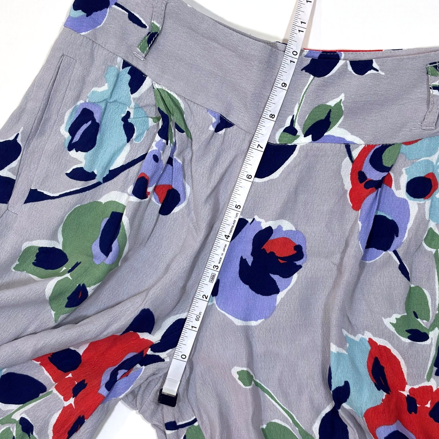 Elevenses Anthropologie Ambrosia Wide Leg Floral Pants Purple Grey Motif - Size 2