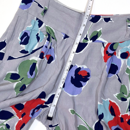 Elevenses Anthropologie Ambrosia Wide Leg Floral Pants Purple Grey Motif - Size 2