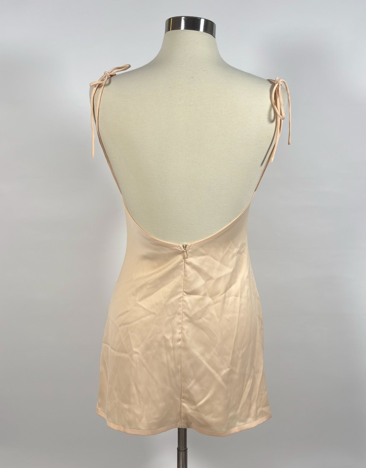 Nasty Gal Slinky Satin Mini Slip Dress Champange Low Back - 6