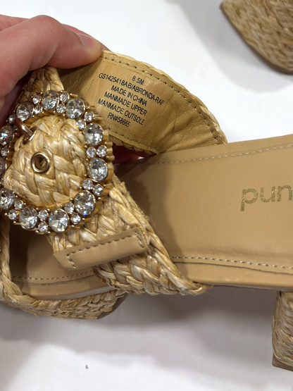 Abound Ronda Natural Raffia Platform Sandals Crystal Buckle - 8.5