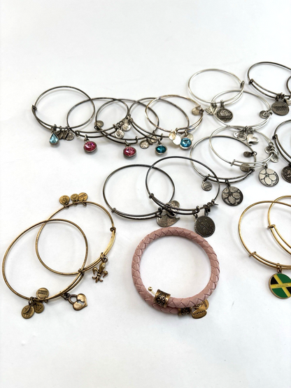 Alex and Ani Lot 26 Bangle Bracelets + 1 Ring Silver Gold Mixed