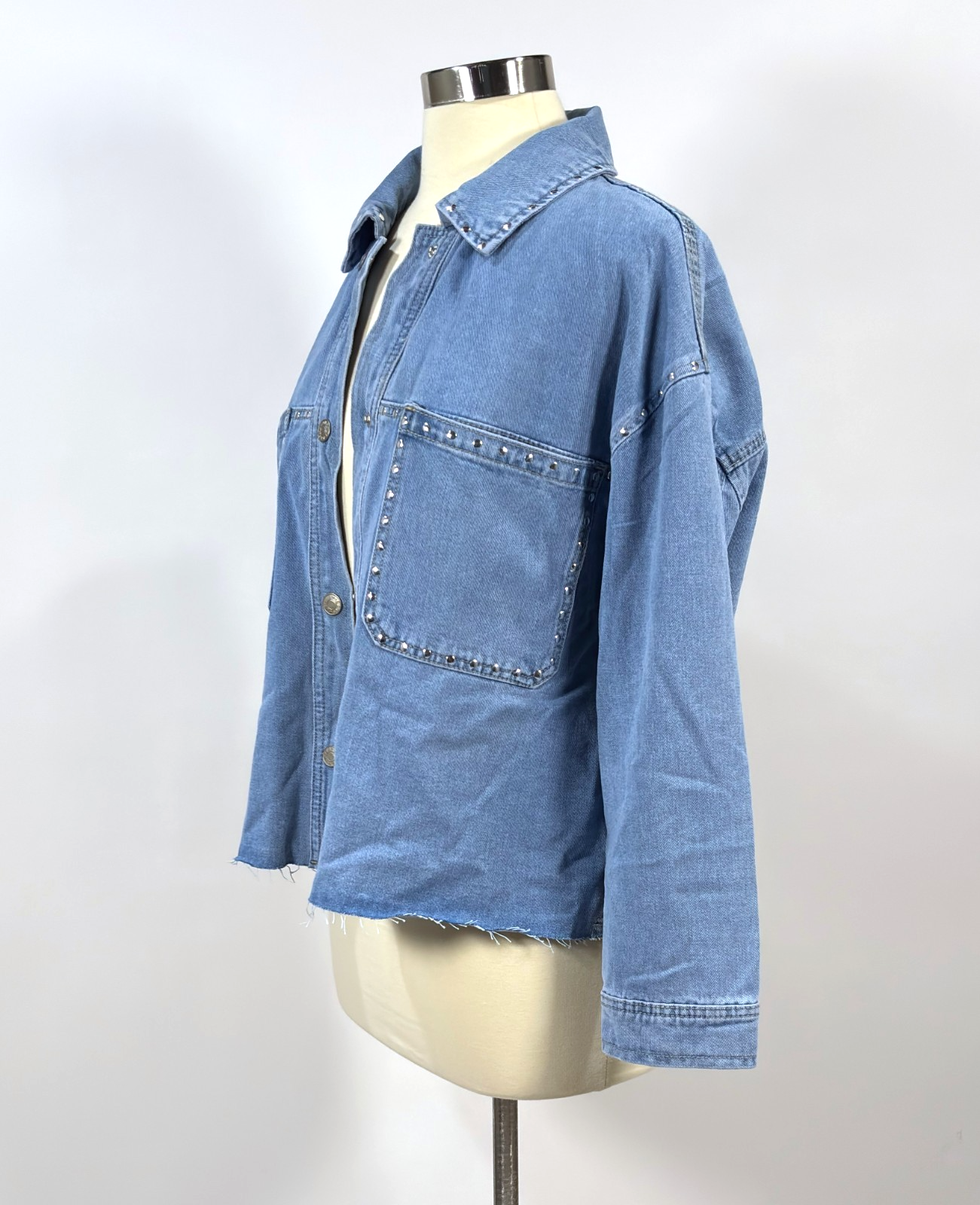 Sincerely Jules Denim Button Up Shirt Jacket Studded Western - M