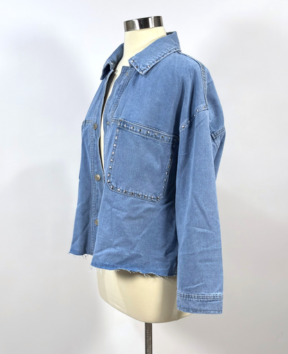 Sincerely Jules Denim Button Up Shirt Jacket Studded Western - M