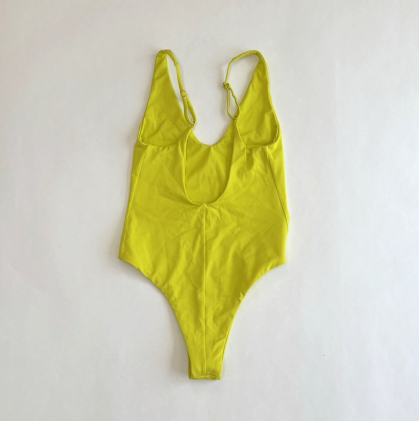 Bond-eye Elena Low Back One Piece Swim Suit Neon Yellow - S