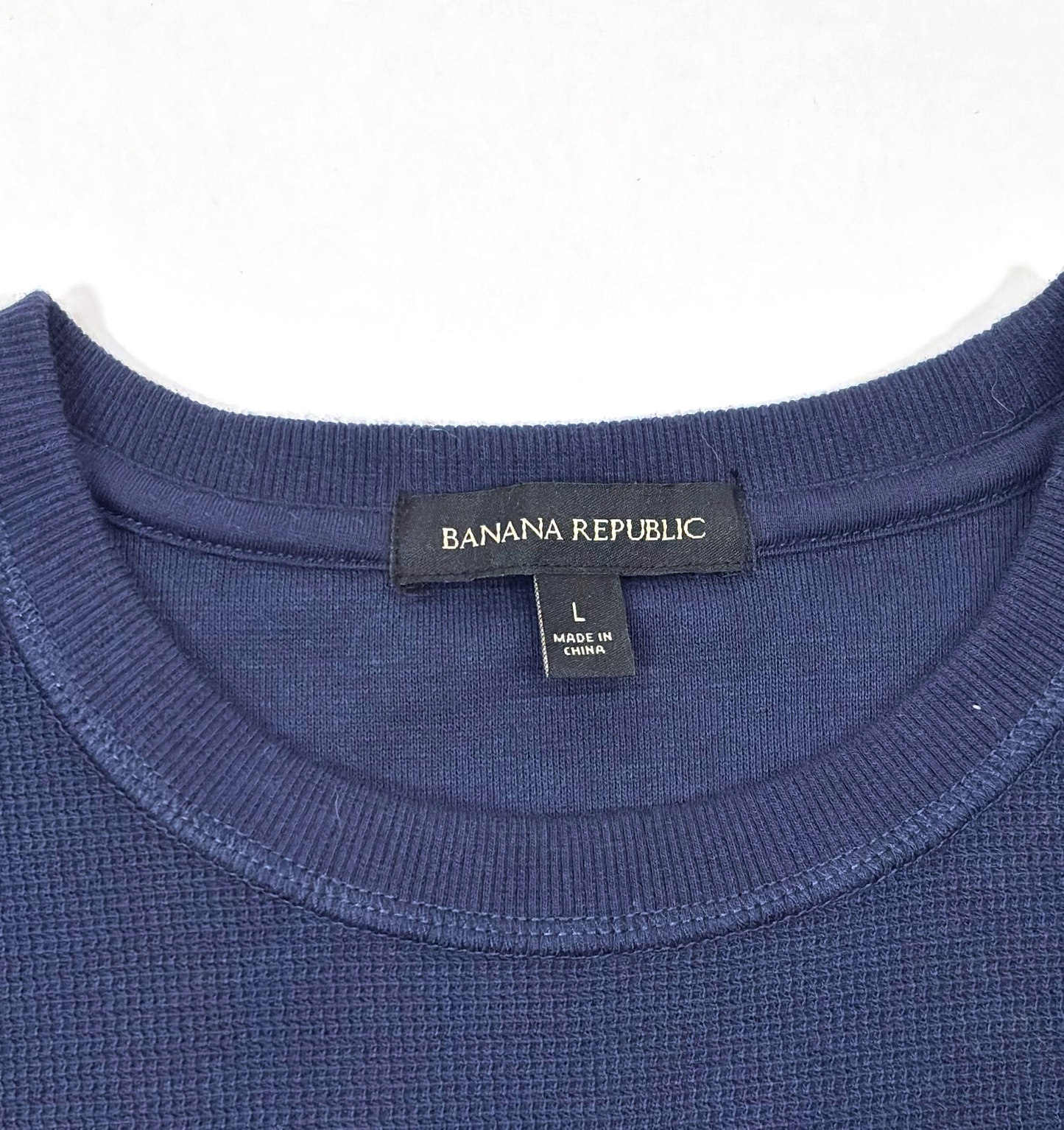 Banana Republic Waffle Knit Navy Long Sleeve Shirt - L